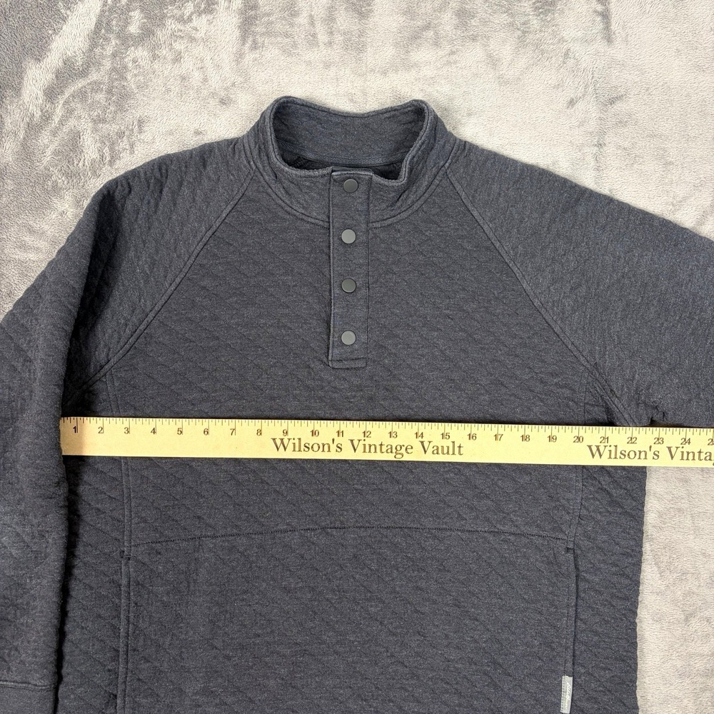 Eddie Bauer Quilted Henley‎ Sweater Mens Large Gray Pullover 1/4 Snap Jacket - Picture 5 of 8